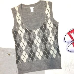 Maurice’s Vintage Argyle Sweater Vest Gray White
